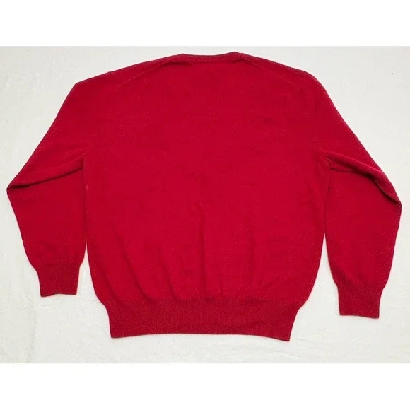 NWT Daniel Cremieux Signature Collection Red V-Neck Cashmere Sweater Sz L